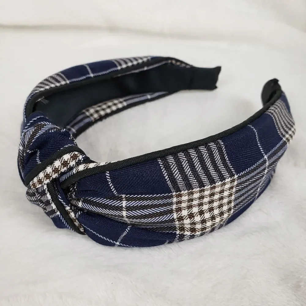 Classic Plaid Top Knot Headband
